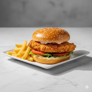 Hamburguesa De Pollastre Y Patates Fregides