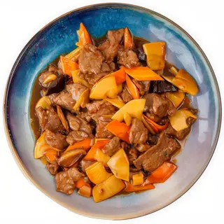 #32 Wok ternera con bambú y setas