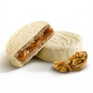 Alfajor de chocolate blanco y nuez