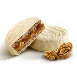 Alfajor de chocolate blanco y nuez