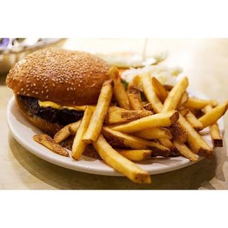 Plain Beef Burger and Chips