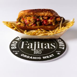 Hot dog de ternera con pimientos tex-mex picante