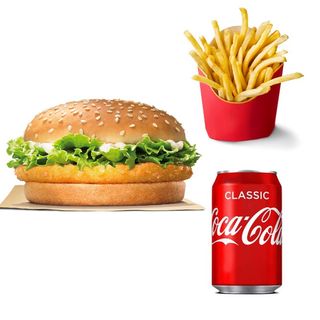 Menú Hamburguesa de pollo + patatas + bebida por solo 6.70 €