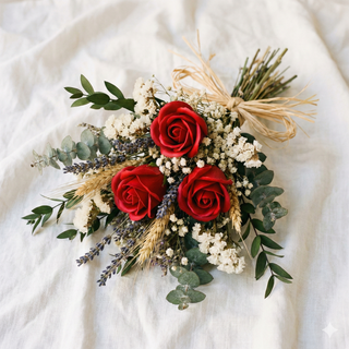 Ramo Misto (Flores Secas + 3 Rosas Sabão)