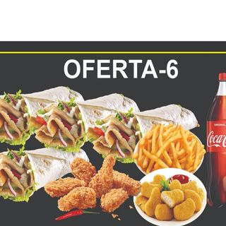 4 durum +1 patatas + Nuggets O Alitas de pollo +2L coca cola