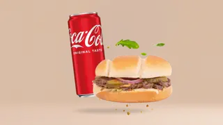 Burger z szarpaną wołowiną + Coca Cola Original 0,33 ml