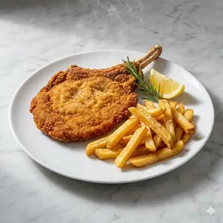 Cotoletta milanese con patatine fritte
