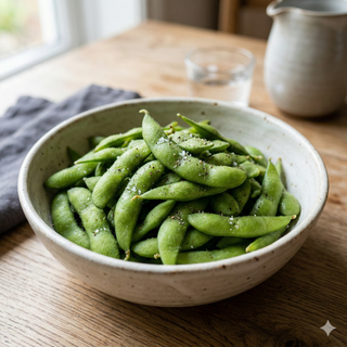Steamed edamame beans salt