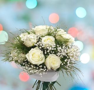 Buchet 15 trandafiri albi