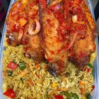 Delicious fried rice served with protein