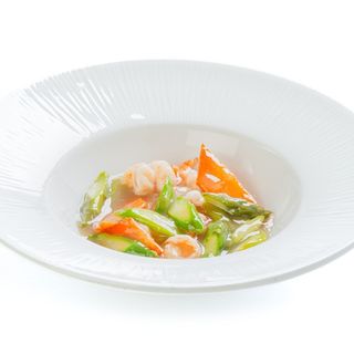 199. Gamberi con asparagi