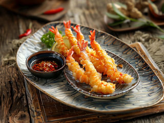 Langostinos En Tempura Con Salsa De Chili Dulce