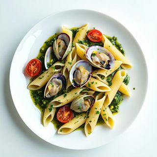 PENNETTE VONGOLE PESTO E POM. FRESCO
