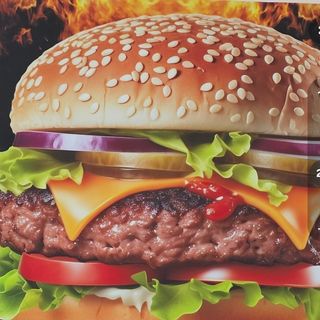 Hamburguesa De Pollo Con Ensalada Y Patatas Fritas
