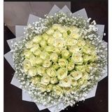 All white roses with gipso