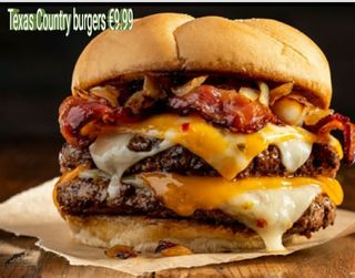 Texas country burgers400g+ beacons +Patatine &birra O Bibita 