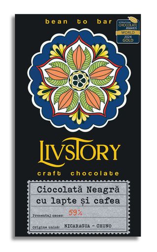 Ciocolata Neagra bean to bar cu lapte și cafea - LIVSTORY