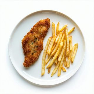 Cotoletta di pollo al forno con patatine