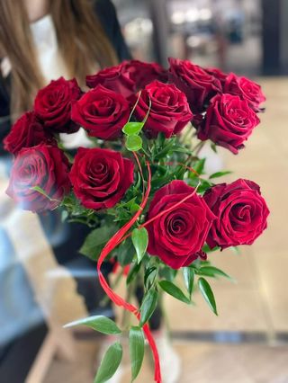15szt - czerwona róża, długa