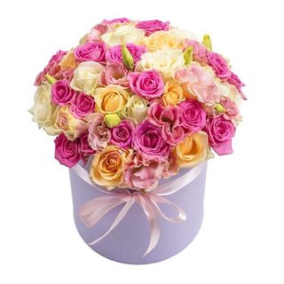 ჯუჯა ვარდების კომპოზიცია ყუთში (Large size)