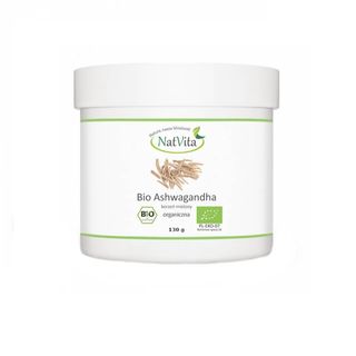 Ashwagandha BIO Withania Somnifera Żeń-szeń indyjski korzeń mielony 130 g NatVita