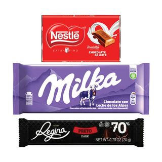 Tripa de Chocolate Nestlé, Milka ou Regina 70% Cacau