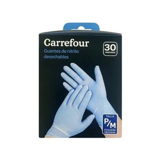 30 Guantes Nitrilo Sin Polvo Talla Pequeña/Mediana Carrefour