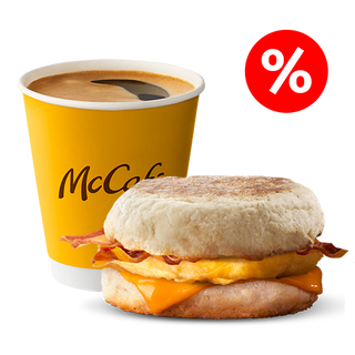 ომლეტ მაფინი ბეკონით და ყავა