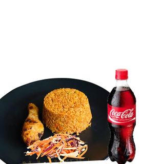 Jollof Rice & Chicken drumsticks  with Coca-Cola /Water (Eat-Rite Combo)