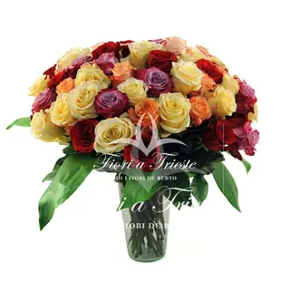 12 Rose assortite a gambo lungo (50 cm.)