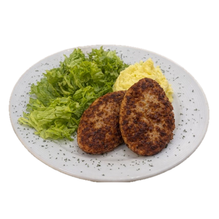 საქონლის კატლეტი პიურესთან