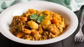 Lentejas al curry con pollo