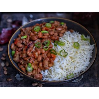 White rice + pilau + beans