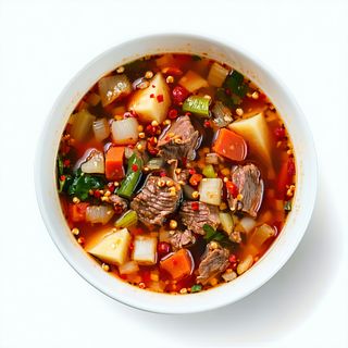 Zupa warzywna z wołowiną na ostro