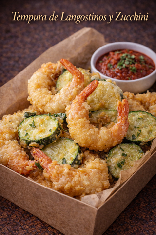 Tempura de Langostinos y Zucchini