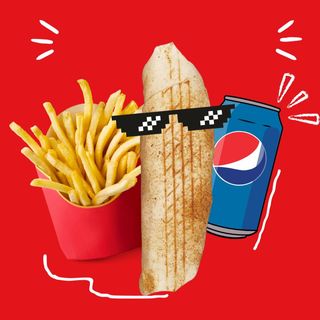 Zestaw : Rollo Swiss kebab + frytki 100g + Coca-Cola 0,33L