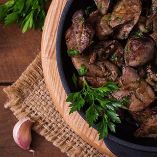 ქათმის გულ-ღვიძლი კეცზე