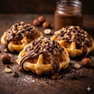 Mini waffel con Nutelle e granelle