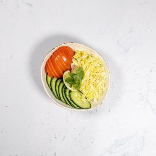 Cabbage, cucumber tomato