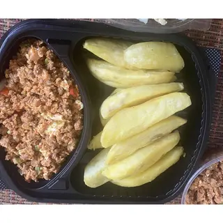 Fried Yam and Egg Sauce
