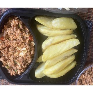 Fried Yam and Egg Sauce