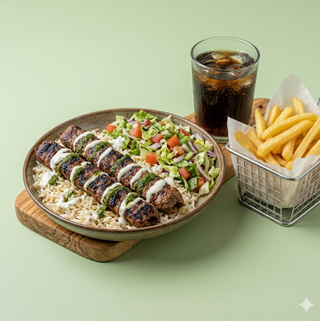 Piatto kebab sheekh - 4 pezzi piu Coca-Cola