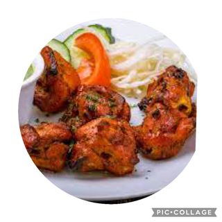CHICKEN TIKKA WITH RICE AND FRENCH FRIES