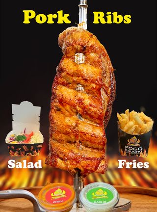 Grilled Pork Ribs- 350gm  with Fries & Salad