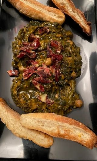 Espinacas Con Garbanzos Y Jamón 
