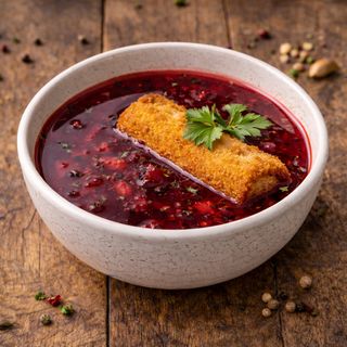 Barszcz czerwony z krokietem z mięsem