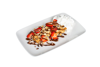 Gofre 15: Nutella, fruta de temporada, chocolate, crujiente de chocolate 