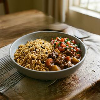 Pilau + Stew + Kachumbari