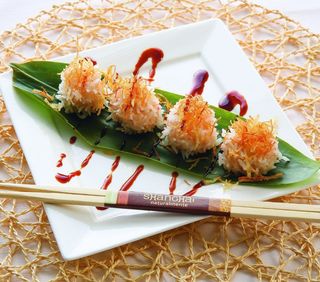 Polpettine di gamberi con riso al vapore