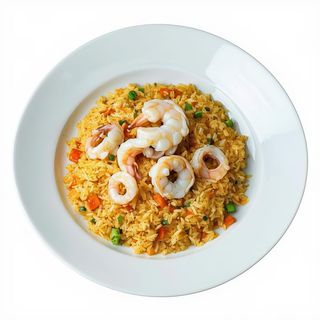 Teppanyaki de Arroz con Solomillo, Gambas y Verduras